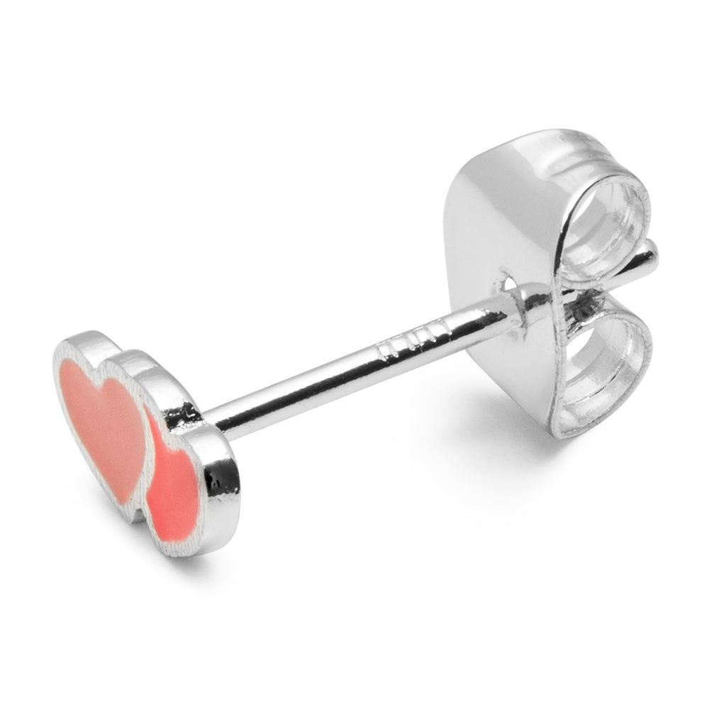 LULU Copenhagen 2Hearts örhÀnge 1 st silverplÀterad Ear stud, 1 pcs Burnt Coral-Orange Coral