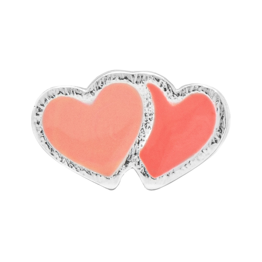LULU Copenhagen 2Hearts örhänge 1 st silverpläterad Ear stud, 1 pcs Burnt Coral-Orange Coral