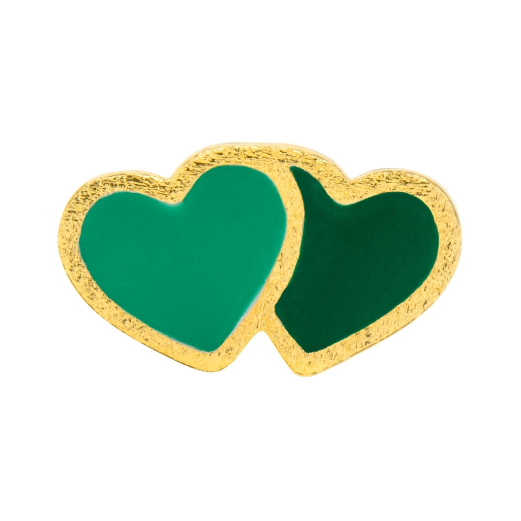 LULU Copenhagen 2Hearts örhÀnge 1 st guldplÀterad Ear stud, 1 pcs Green/Light Green
