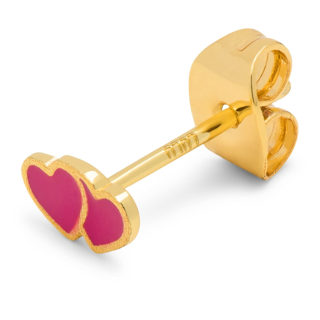 LULU Copenhagen 2Hearts örhänge 1 st guldpläterad Ear stud, 1 pcs Plum