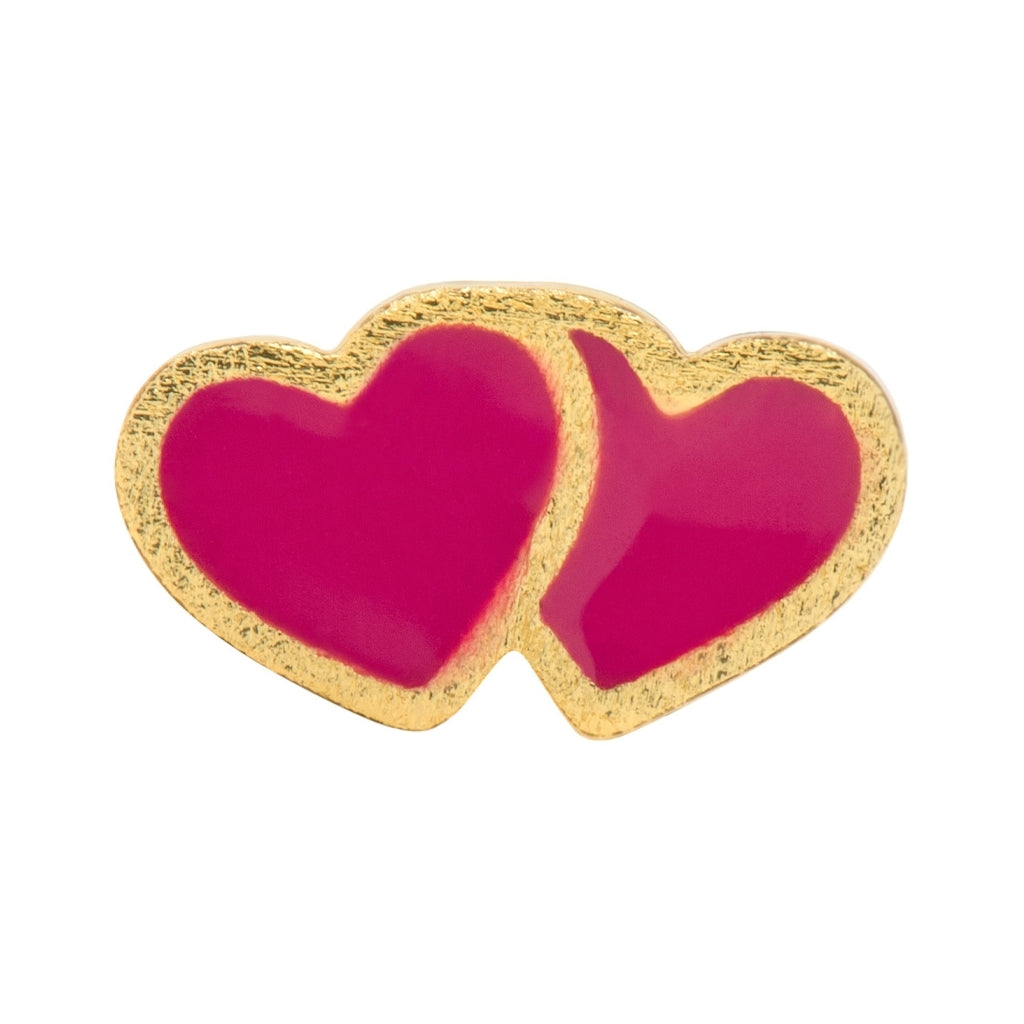 LULU Copenhagen 2Hearts örhänge 1 st guldpläterad Ear stud, 1 pcs Plum