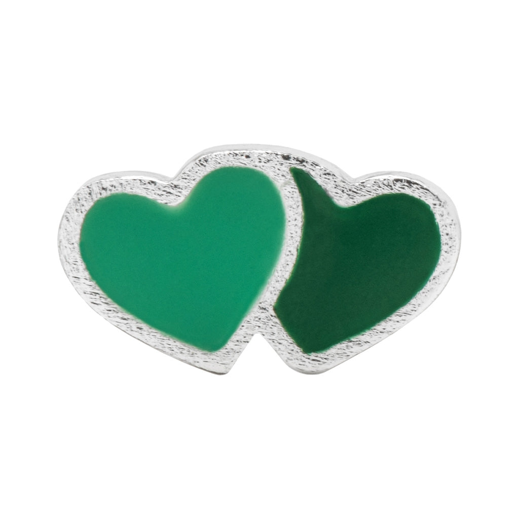 LULU Copenhagen 2Hearts örhänge 1 st silverpläterad Ear stud, 1 pcs Green/Light Green