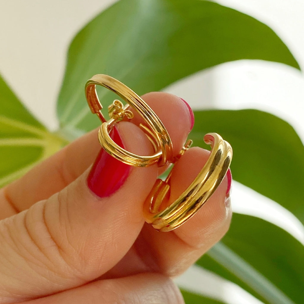 LULU Copenhagen 2for1 Medium Hoops par Hoops Guldpläterad