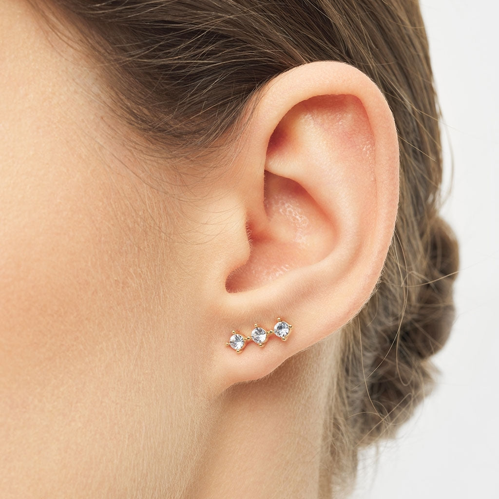 LULU Copenhagen 3 Crystals 1 st Ear stud, 1 pcs Silk