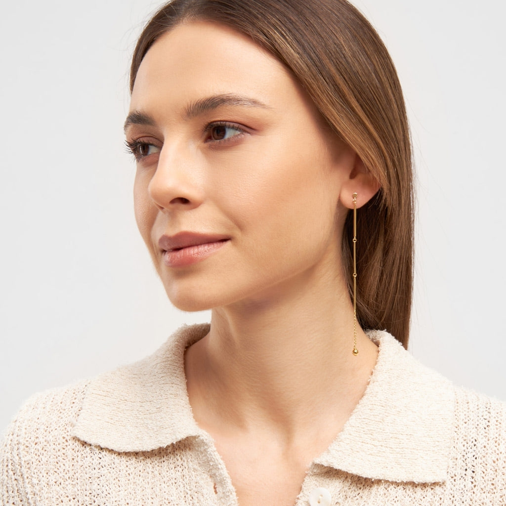 LULU Copenhagen 3 Long Pins örhänge 1 st Ear stud, 1 pcs Guldpläterad