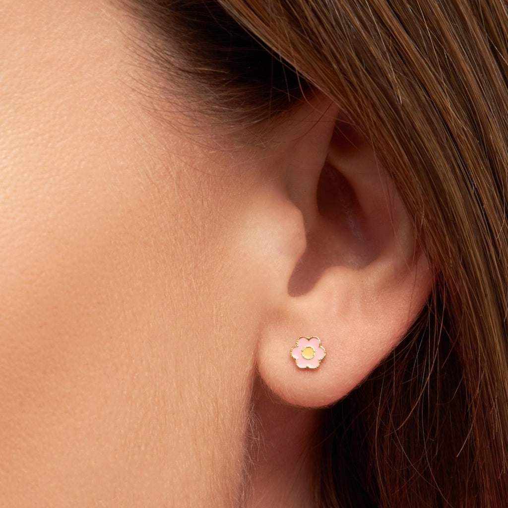 LULU Copenhagen Anemone örhÀnge 1 st guldplÀterad Ear stud, 1 pcs Yellow-Pink