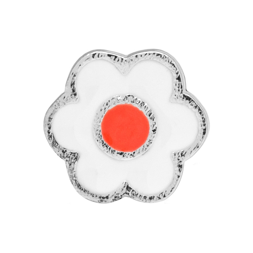 LULU Copenhagen Anemone örhÀnge 1 st silverplÀterad Ear stud, 1 pcs Orange/Coral - White