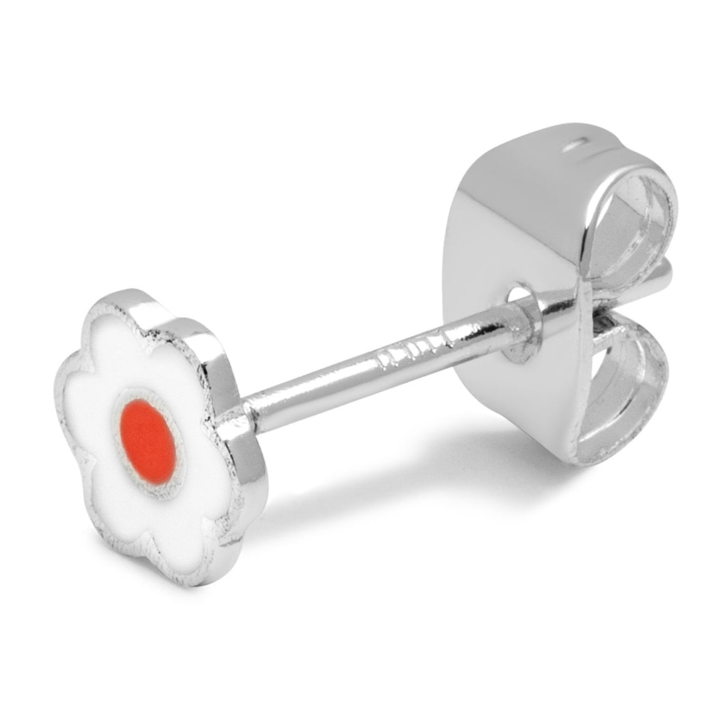 LULU Copenhagen Anemone örhänge 1 st silverpläterad Ear stud, 1 pcs Orange/Coral - White