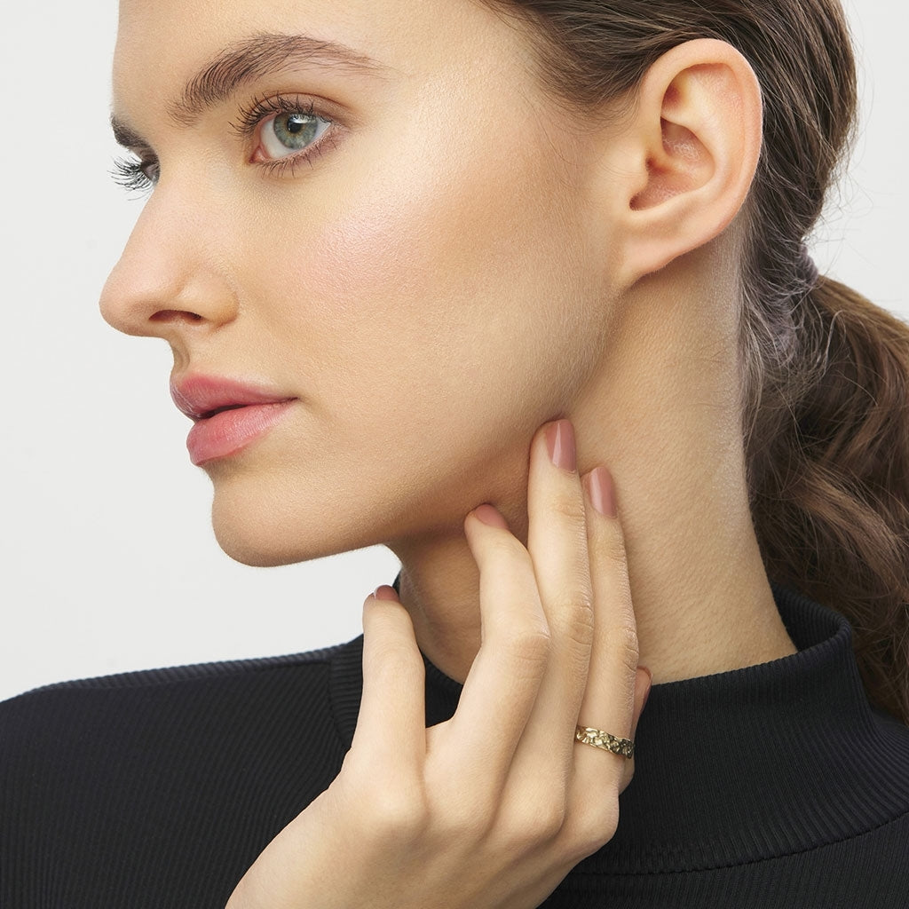 LULU Copenhagen Basic Rough Ring Rings GuldplÀterad