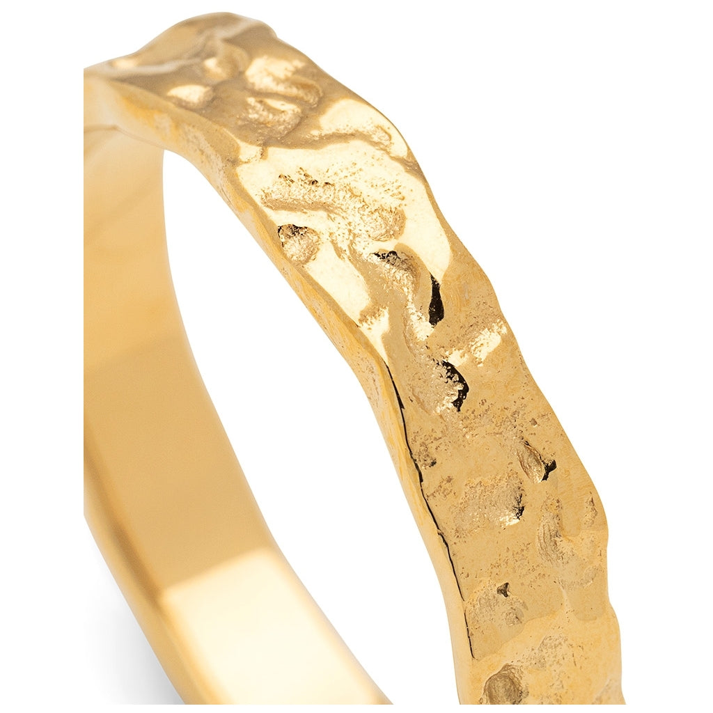 LULU Copenhagen Basic Rough Ring Rings GuldplÀterad
