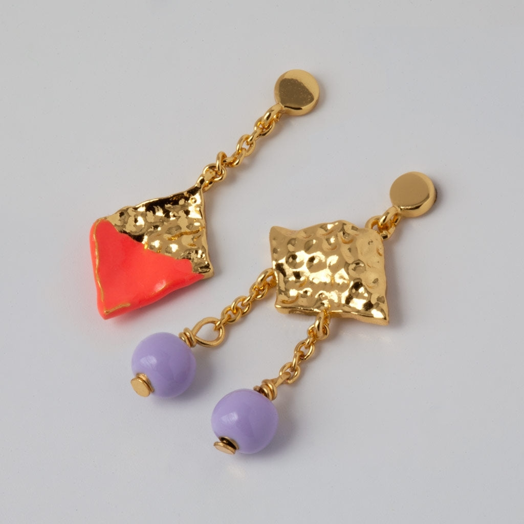 LULU Copenhagen Boheme Dipped örhänge 1 st Ear stud, 1 pcs Orange/Coral