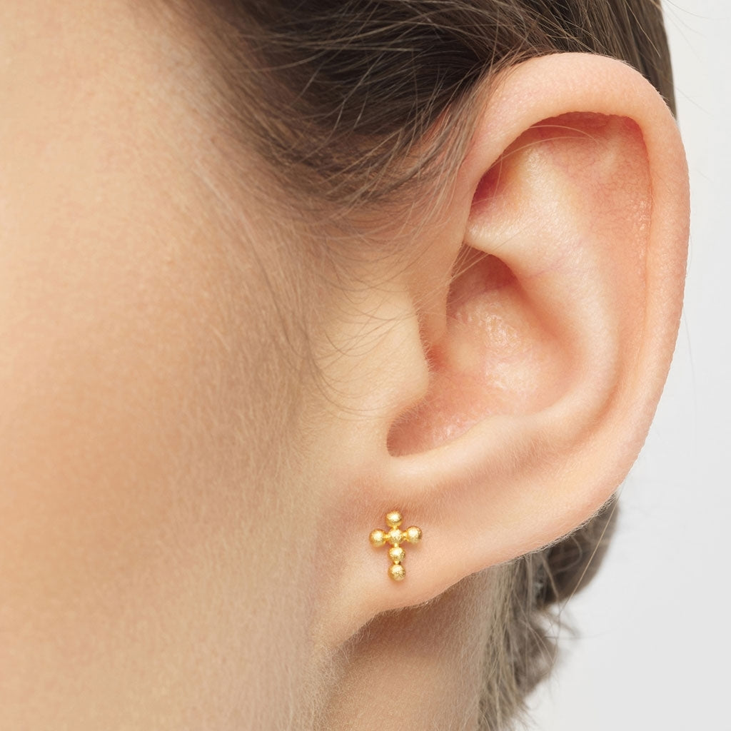 LULU Copenhagen Bouquet Cross 1 st Ear stud, 1 pcs GuldplÀterad