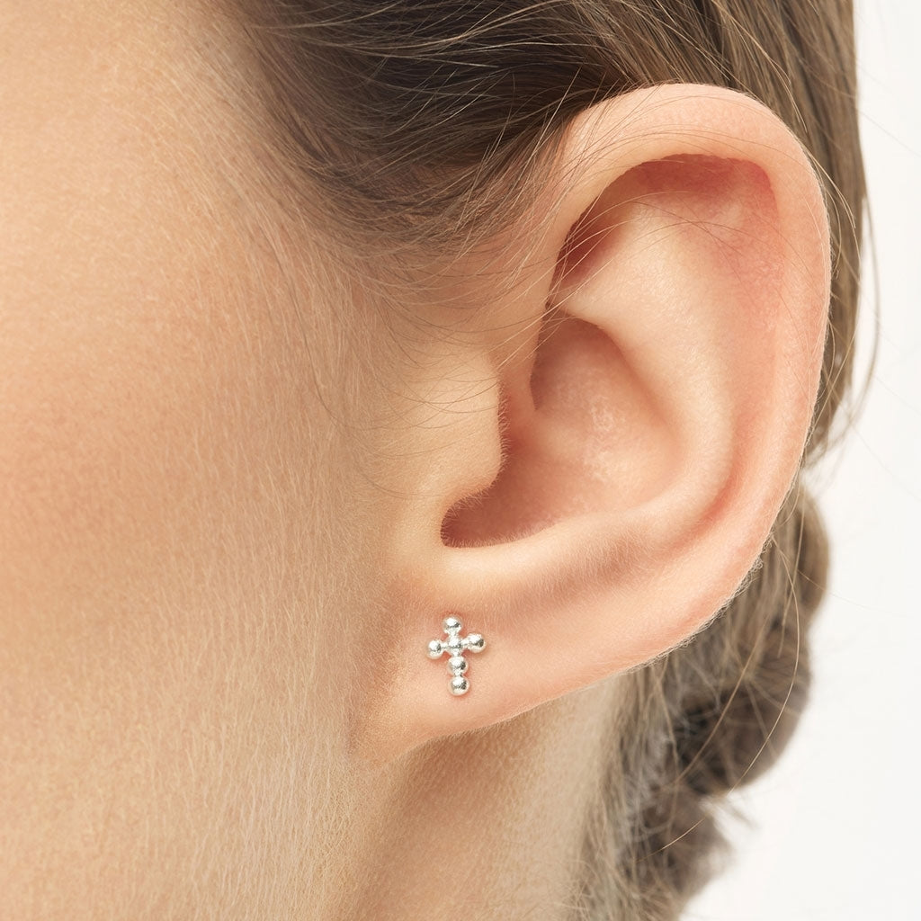 LULU Copenhagen Bouquet Cross 1 st Ear stud, 1 pcs Silver Plated