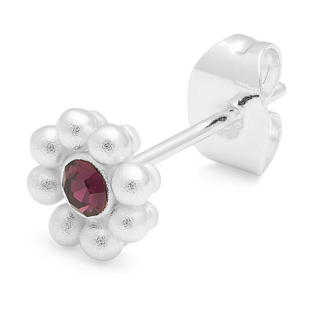 LULU Copenhagen Bouquet Crystal Flower 1 st - SilverplaterÀd Ear stud, 1 pcs Ametist