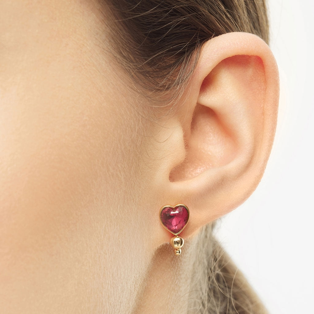 LULU Copenhagen Bouquet Crystal Heart örhÀnge 1 st Ear stud, 1 pcs GuldplÀterad