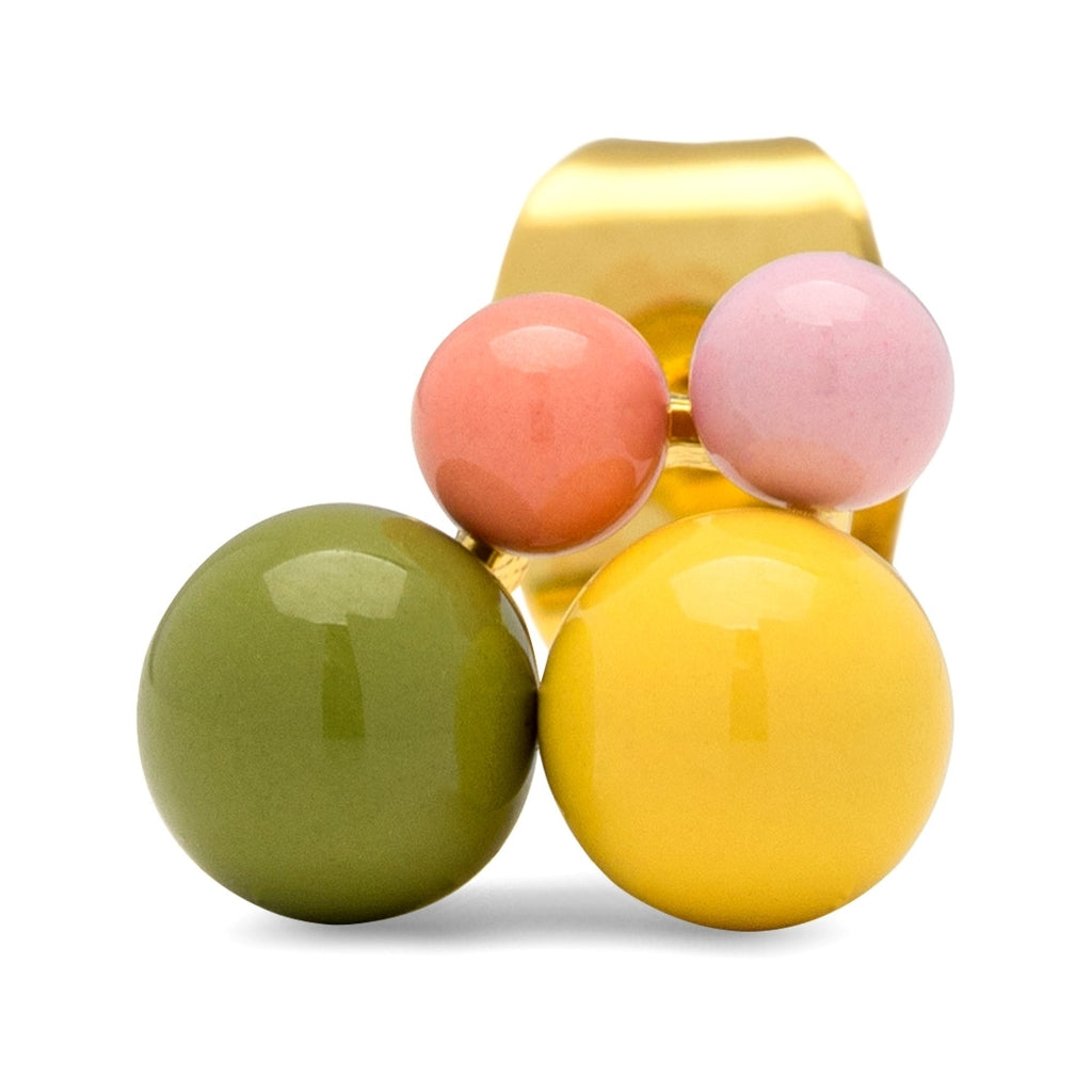 LULU Copenhagen Bouquet Green Yellow örhÀnge 1 st Ear stud, 1 pcs GuldplÀterad