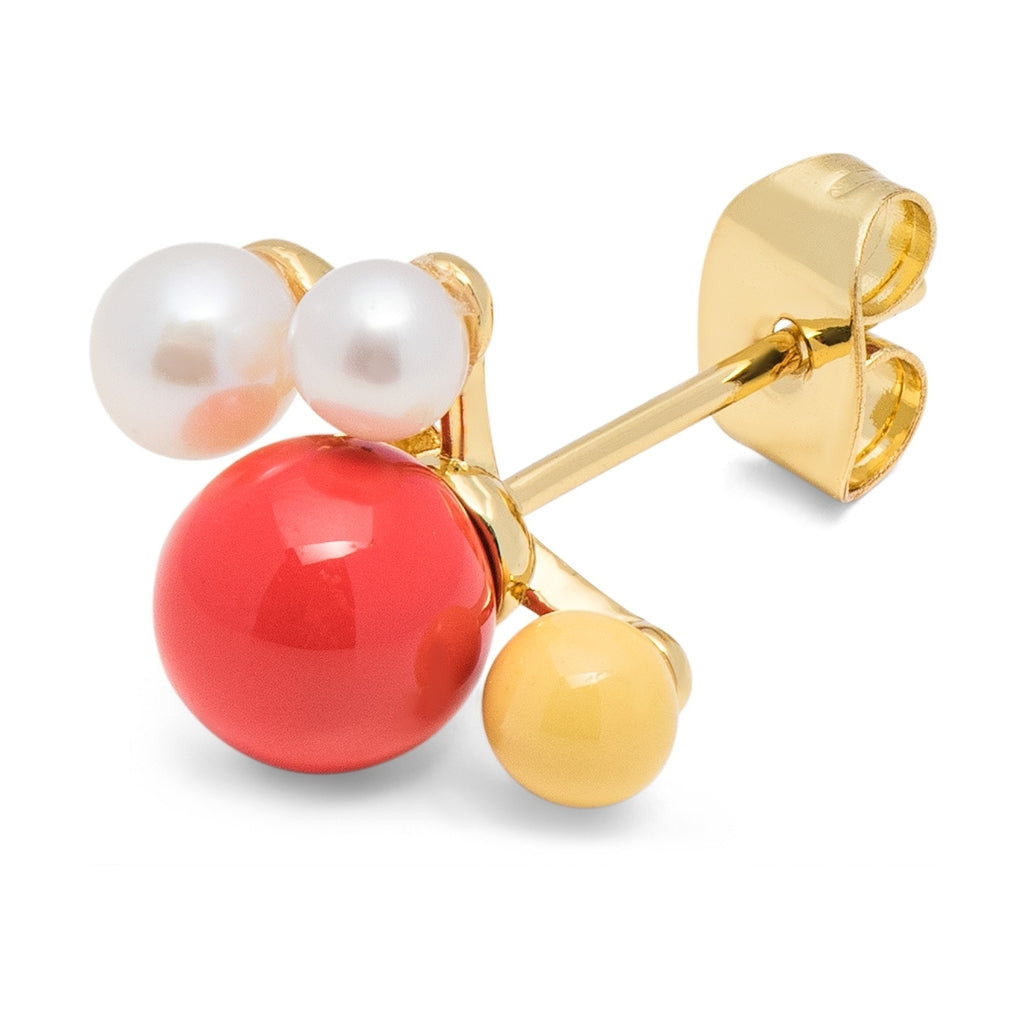 LULU Copenhagen Bouquet Red örhänge 1 st Ear stud, 1 pcs Guldpläterad