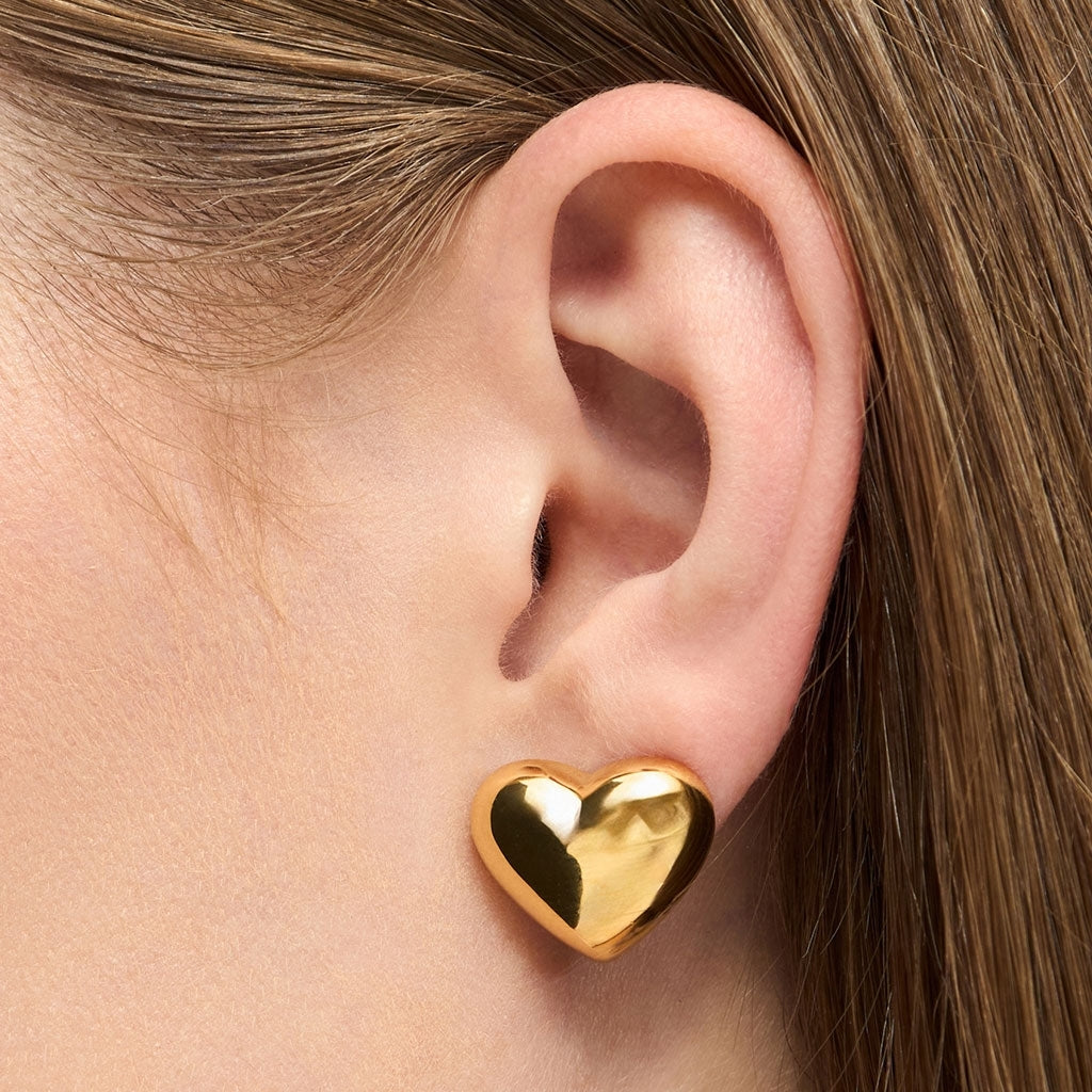 LULU Copenhagen Bubble Heart örhÀnge 1 st - förgyllt Ear stud, 1 pcs GuldplÀterad
