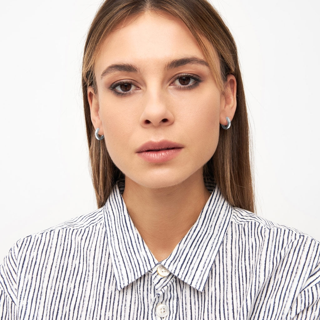 LULU Copenhagen Buckle Hoops Large Par Hoops Silver Plated