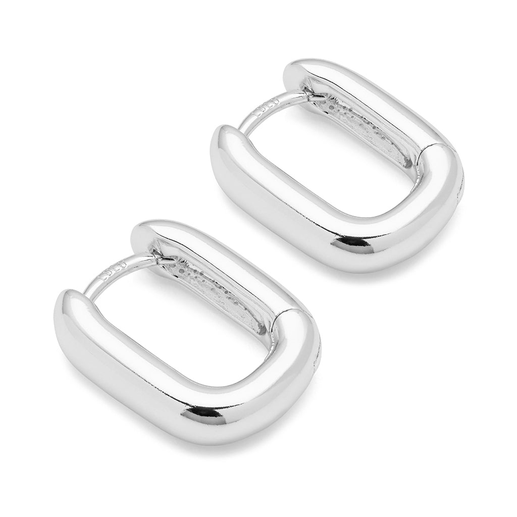 LULU Copenhagen Chunky Square Hoops par - försilvrad Hoops Silver Plated