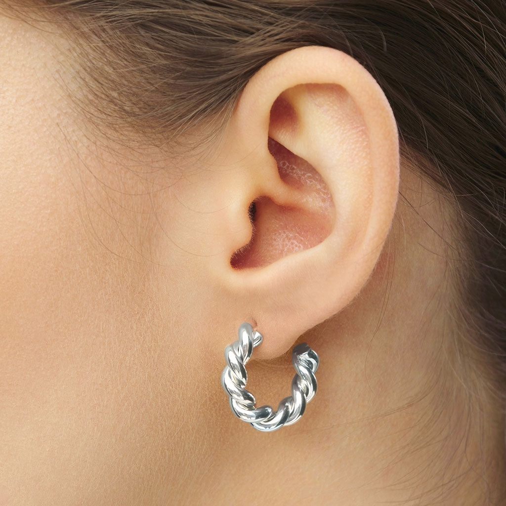 LULU Copenhagen Chunky Twisted Hoops par - försilvrad Hoops Silver Plated