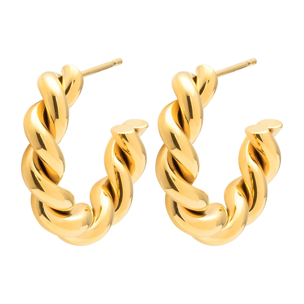 LULU Copenhagen Chunky Twisted Hoops par - guldpläterad Hoops Guldpläterad