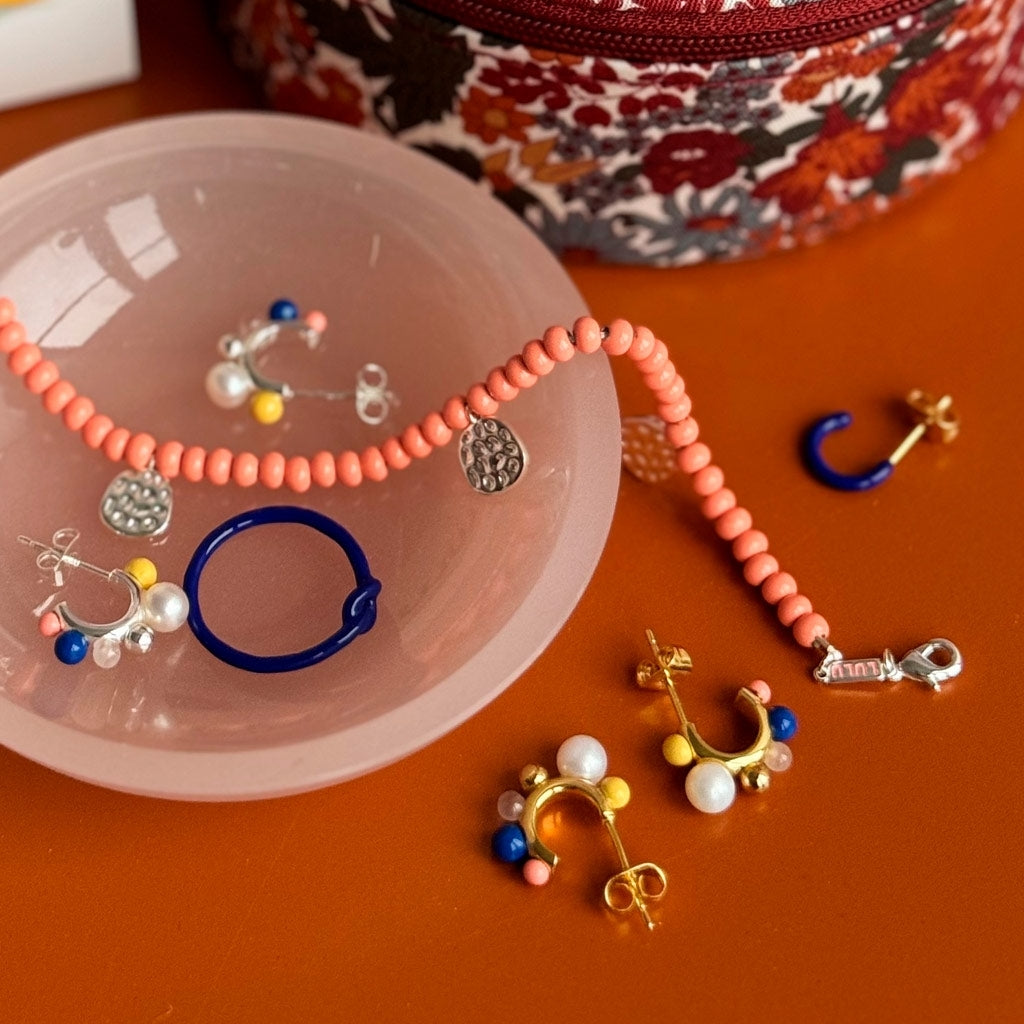 LULU Copenhagen Color Ball Armband Charms silverpläterad Bracelets Burnt Coral
