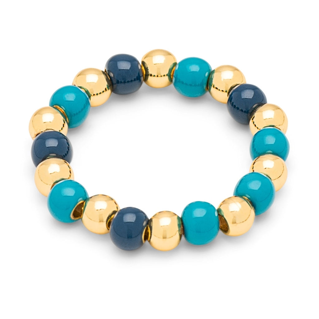 LULU Copenhagen Color Ball Beads Ring Rings Retro Blue/Retro Dark Blue/Gold Plated