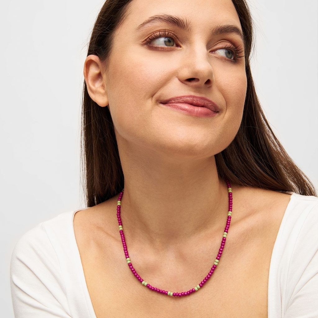 LULU Copenhagen Color Ball Halsband Necklaces Plum/Silk Light Green