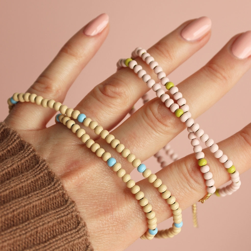 LULU Copenhagen Color Ball Halsband kort Necklaces Silke Light Pink/ Lime