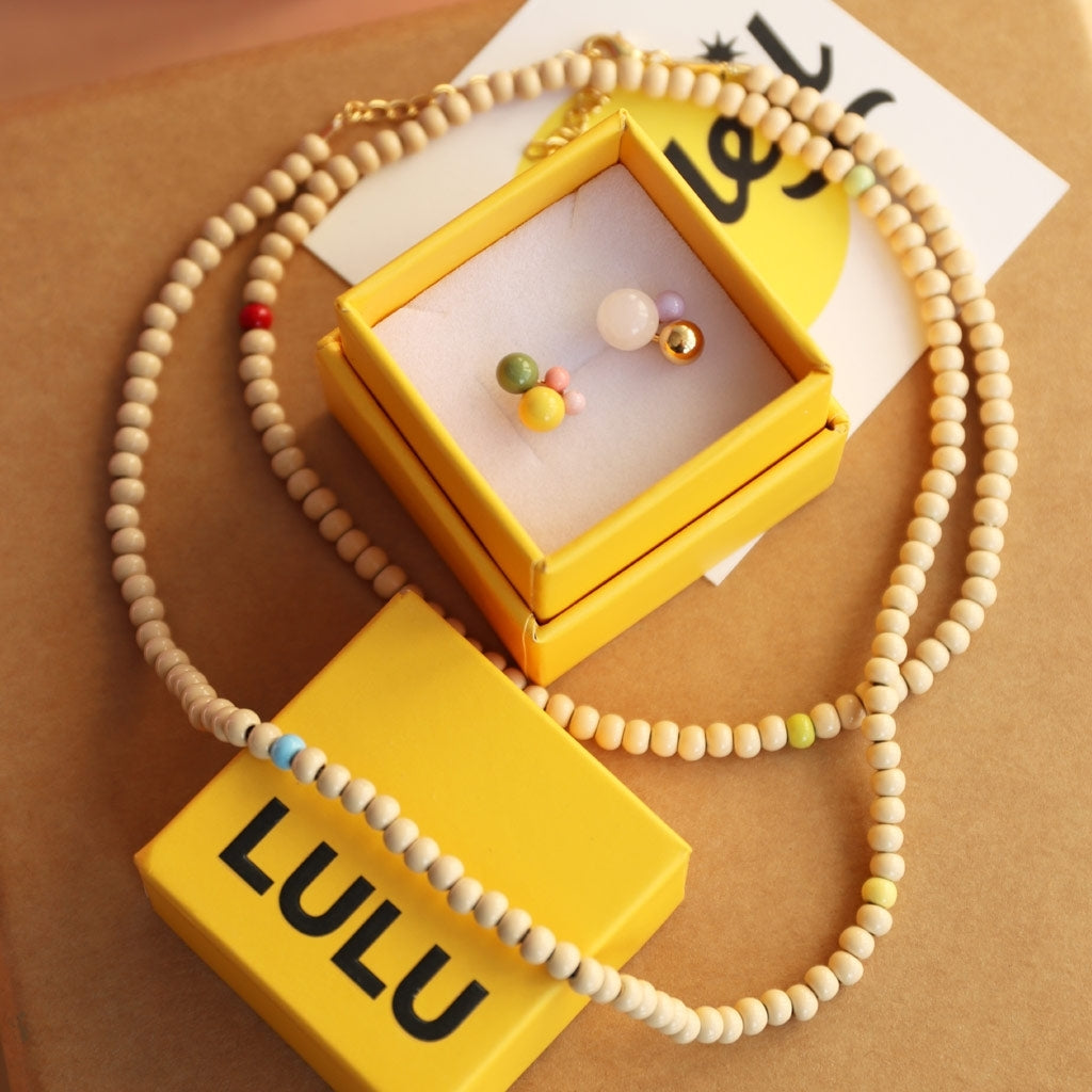 LULU Copenhagen Color Ball Halsband lång Necklaces Buttercream/Multi