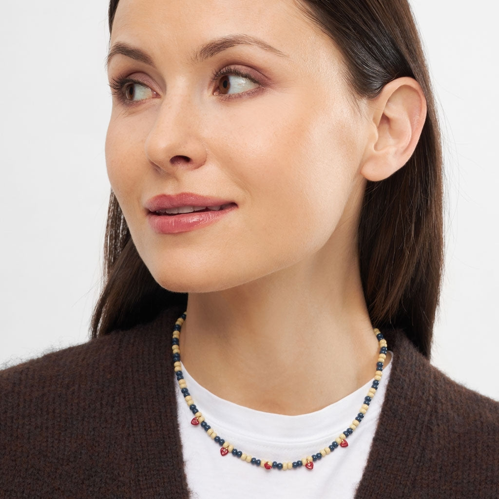 LULU Copenhagen Color Ball Heart Halsband Necklaces Soft Yellow/Retro Dark Blue