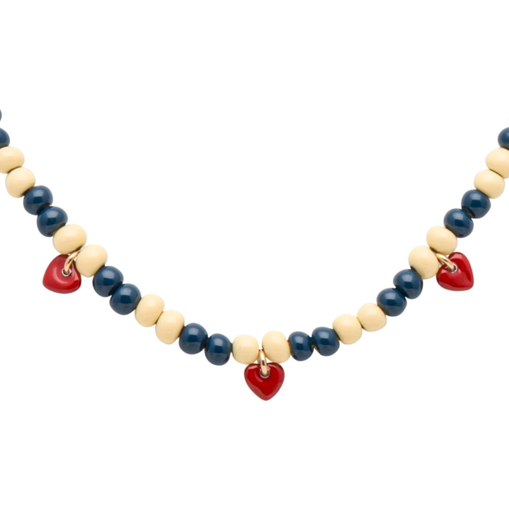 LULU Copenhagen Color Ball Heart Halsband Necklaces Soft Yellow/Retro Dark Blue