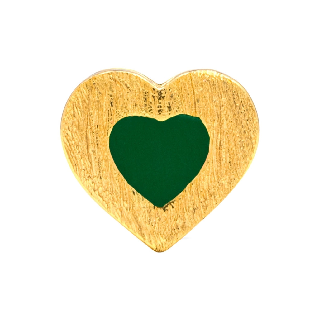 LULU Copenhagen Color Heart örhänge 1 st guldpläterad Ear stud, 1 pcs Grön