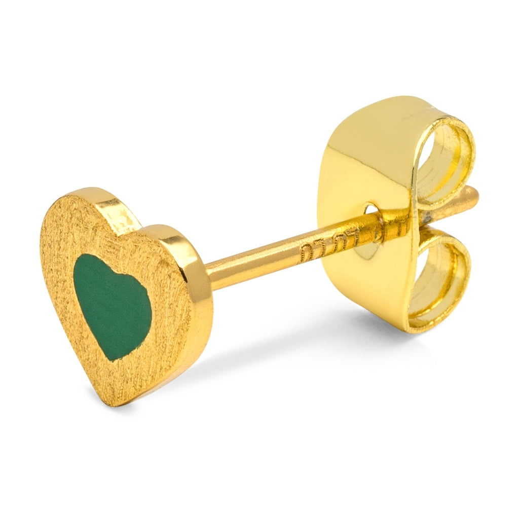 LULU Copenhagen Color Heart örhänge 1 st guldpläterad Ear stud, 1 pcs Grön