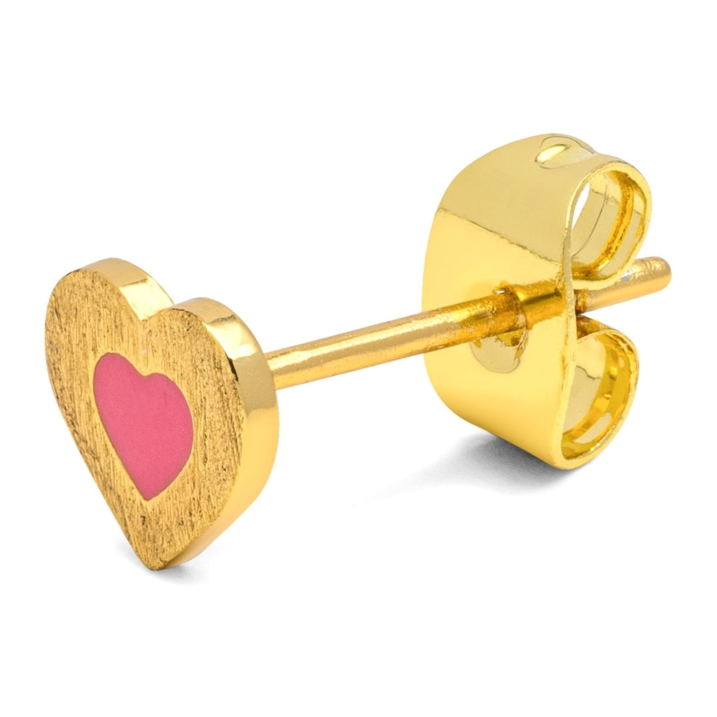 LULU Copenhagen Color Heart örhänge 1 st guldpläterad Ear stud, 1 pcs Pink