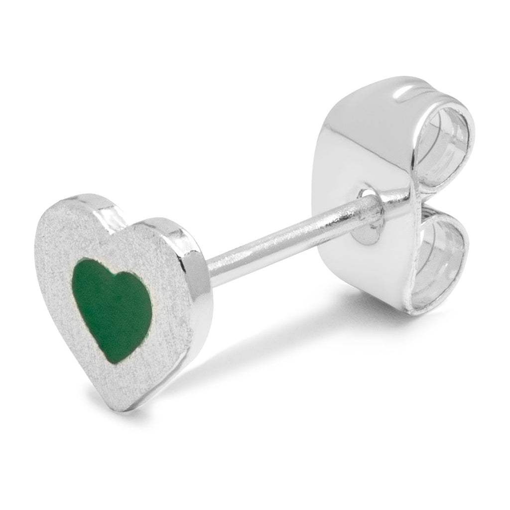 LULU Copenhagen Color Heart örhänge 1 st silverpläterad Ear stud, 1 pcs Grön
