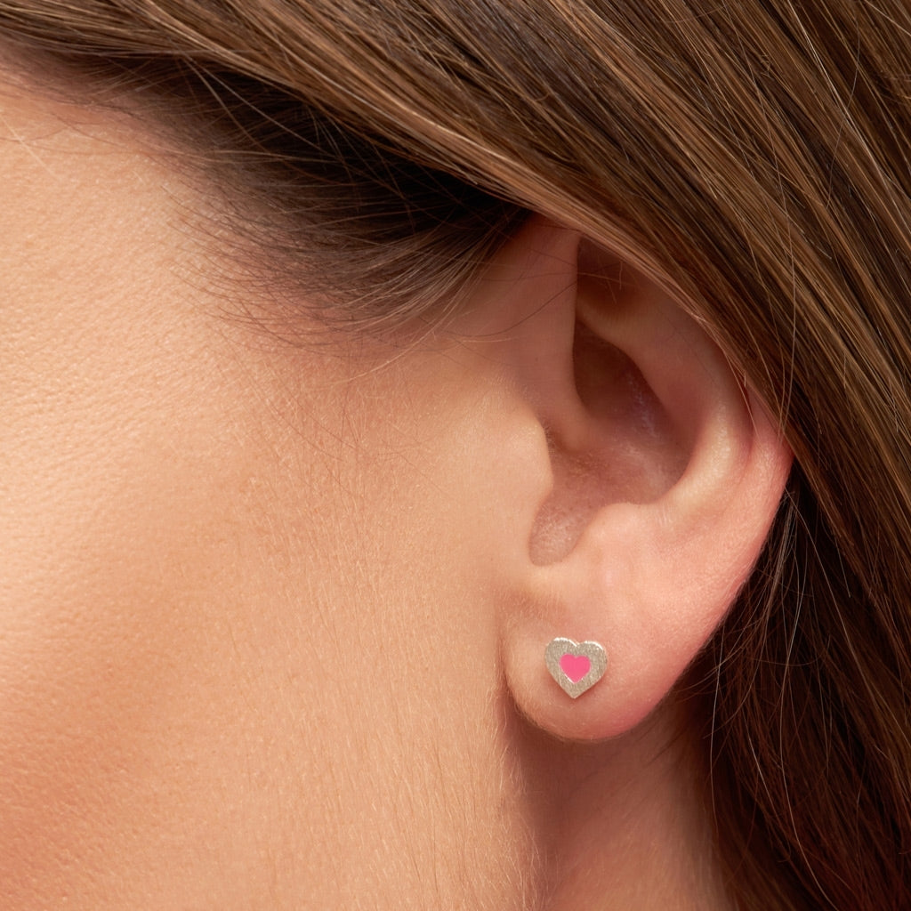 LULU Copenhagen Color Heart örhÀnge 1 st silverplÀterad Ear stud, 1 pcs Pink