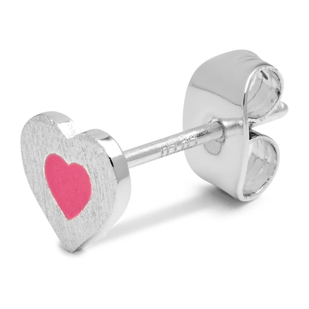 LULU Copenhagen Color Heart örhÀnge 1 st silverplÀterad Ear stud, 1 pcs Pink