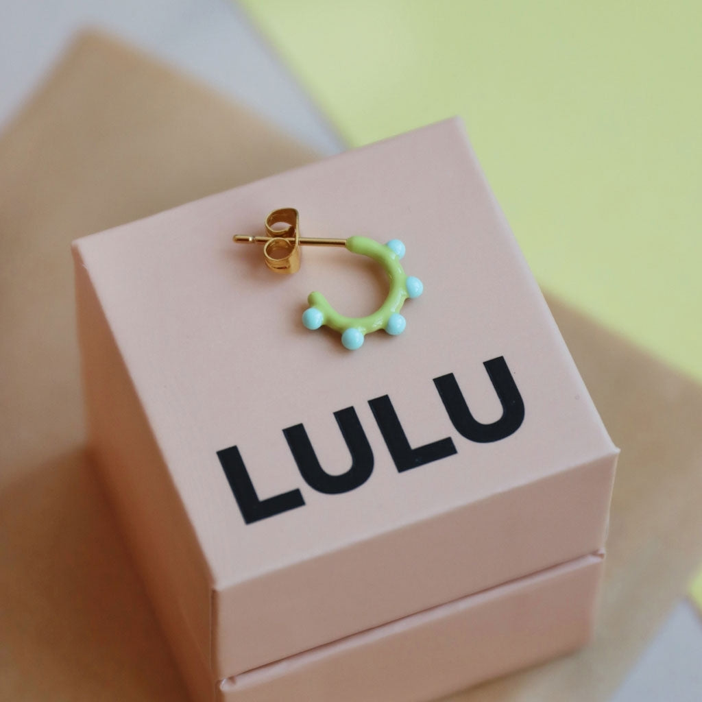 LULU Copenhagen Color Hoop Dot 1 st Hoops Mint - Silk Light Green