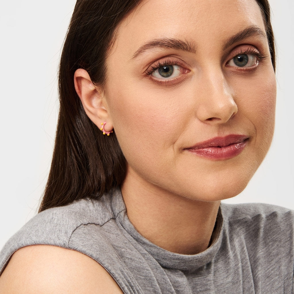 LULU Copenhagen Color Hoop Dot 1 st Hoops Rose - Sunflower