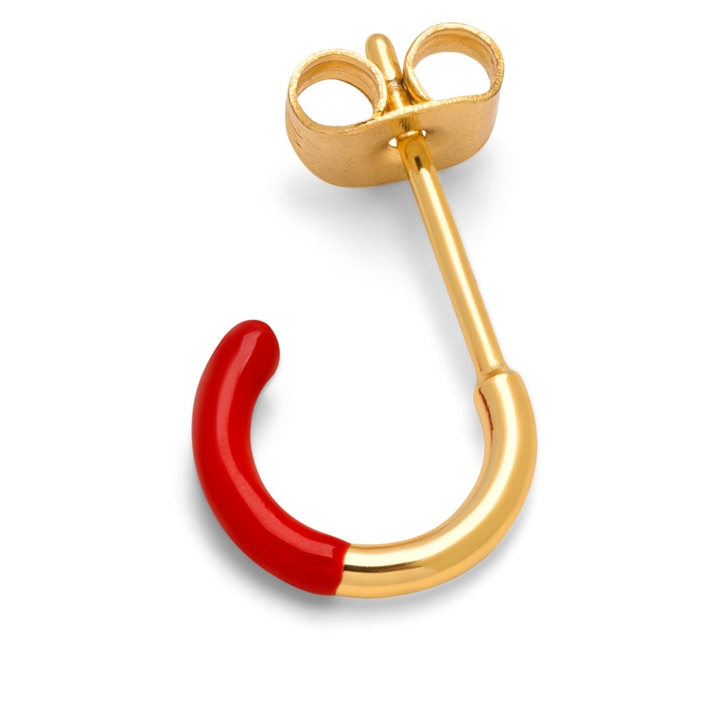 LULU Copenhagen Color Hoop Half Dip 1 st guldplÀterad Hoops Passion Red