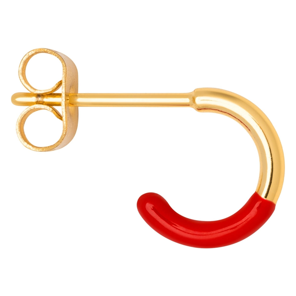LULU Copenhagen Color Hoop Half Dip 1 st guldpläterad Hoops Passion Red