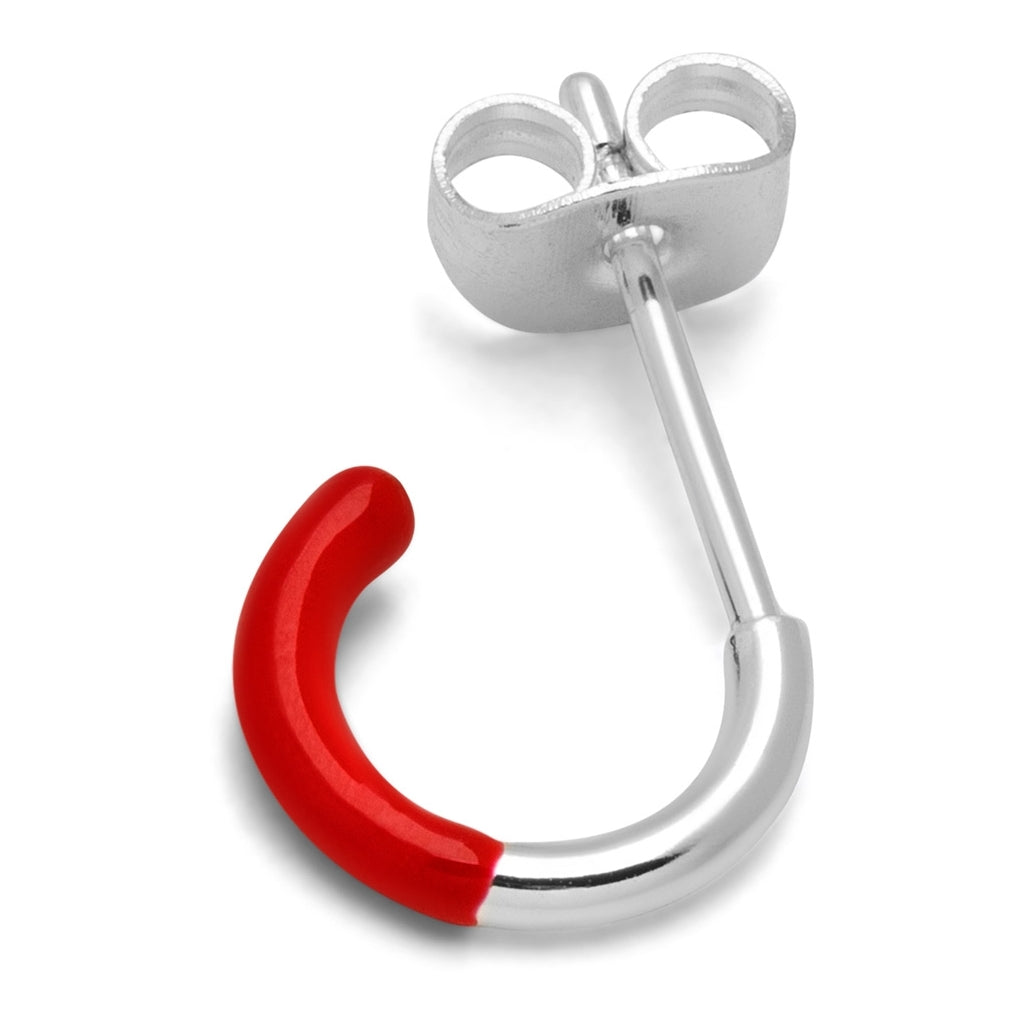 LULU Copenhagen Color Hoop Half Dip 1 st silverplÀterad Hoops Passion Red