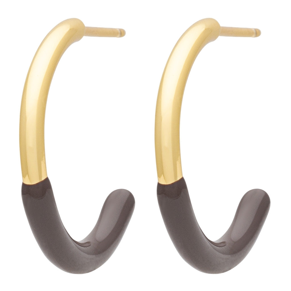 LULU Copenhagen Color Hoop half Dip Medium par - GuldplÀterad mÀssing Hoops Cocoa Powder