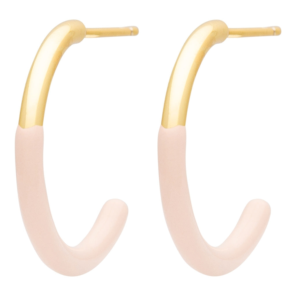 LULU Copenhagen Color Hoop half Dip Medium par - GuldplÀterad mÀssing Hoops Dusty Peach