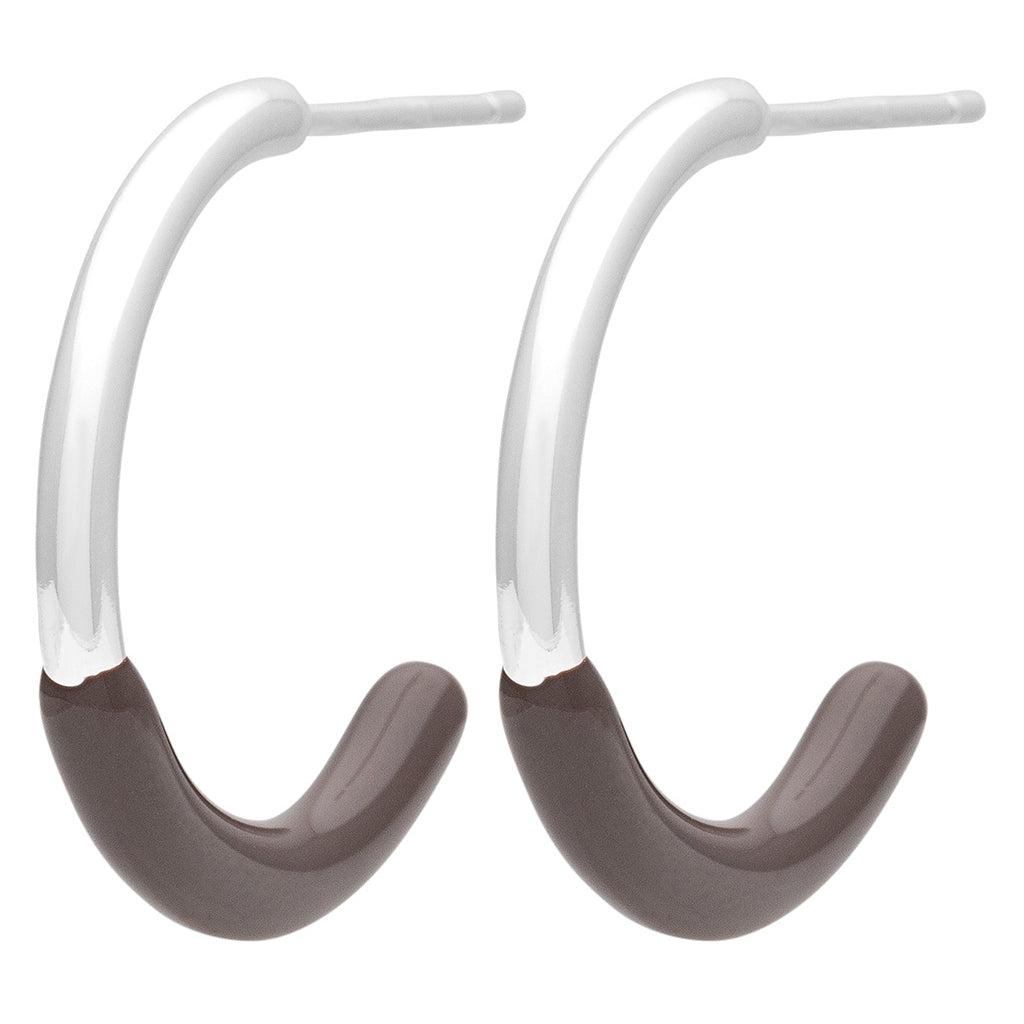 LULU Copenhagen Color Hoop half Dip Medium par - SilverplaterÀd Hoops Cocoa Powder