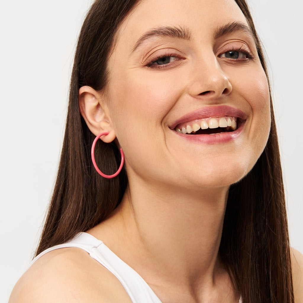 LULU Copenhagen Color Hoops Large paar Hoops Korallrosa