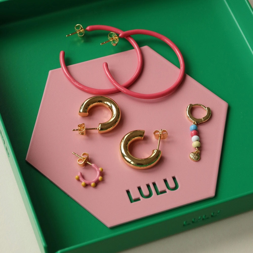 LULU Copenhagen Color Hoops Large paar Hoops Korallrosa