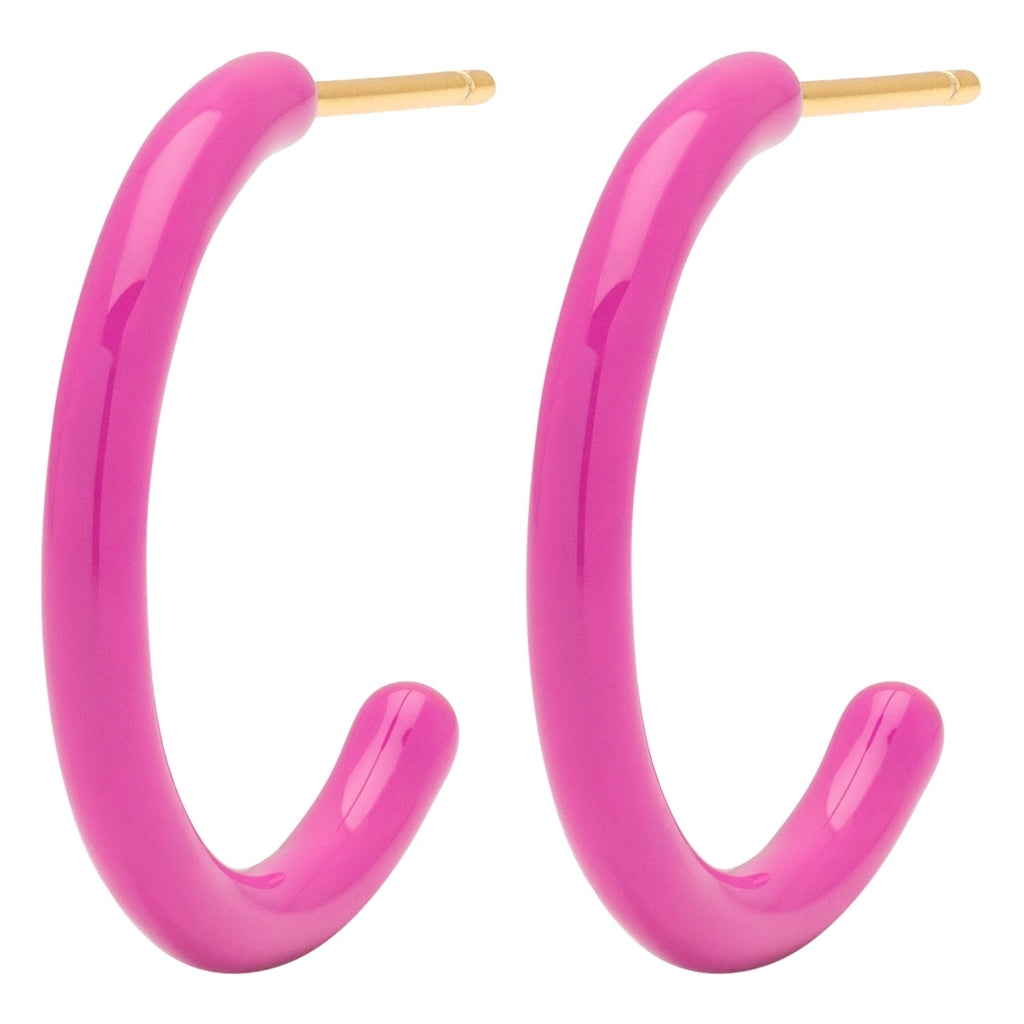 LULU Copenhagen Color Hoops Medium par Hoops Electric Fuchsia Pink